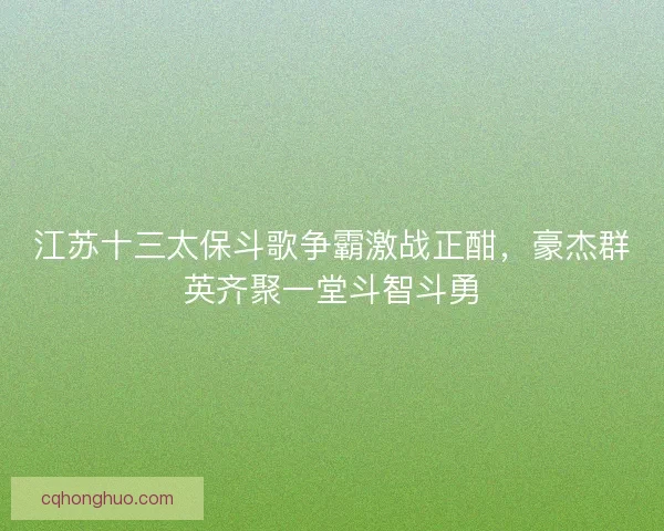 江苏十三太保斗歌争霸激战正酣，豪杰群英齐聚一堂斗智斗勇