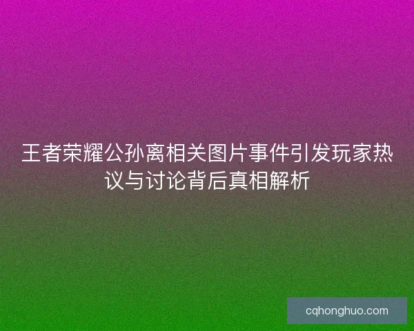 王者荣耀公孙离相关图片事件引发玩家热议与讨论背后真相解析
