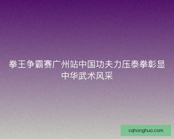 拳王争霸赛广州站中国功夫力压泰拳彰显中华武术风采