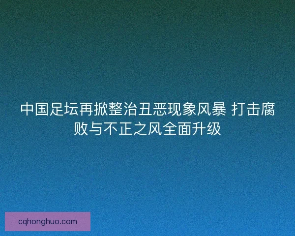 中国足坛再掀整治丑恶现象风暴 打击腐败与不正之风全面升级